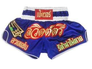 Short de Boxe Thai Personnalisé : KNSCUST-1152 Bleu